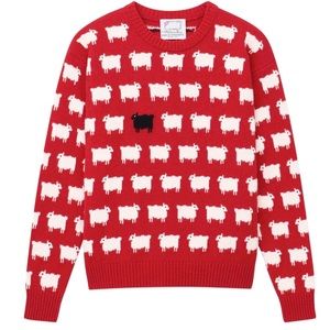 WARM & WONDERFUL WOMEN'S WOOL SHEEP SWEATER, Size: S, Color: Diana Red, NWT